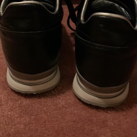 Hogan Black Sequin Runners with silver detail on the wedge and collar. - Picture 9 of 12